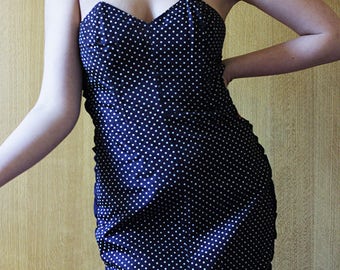 1950s polka dot dress/Silk dress