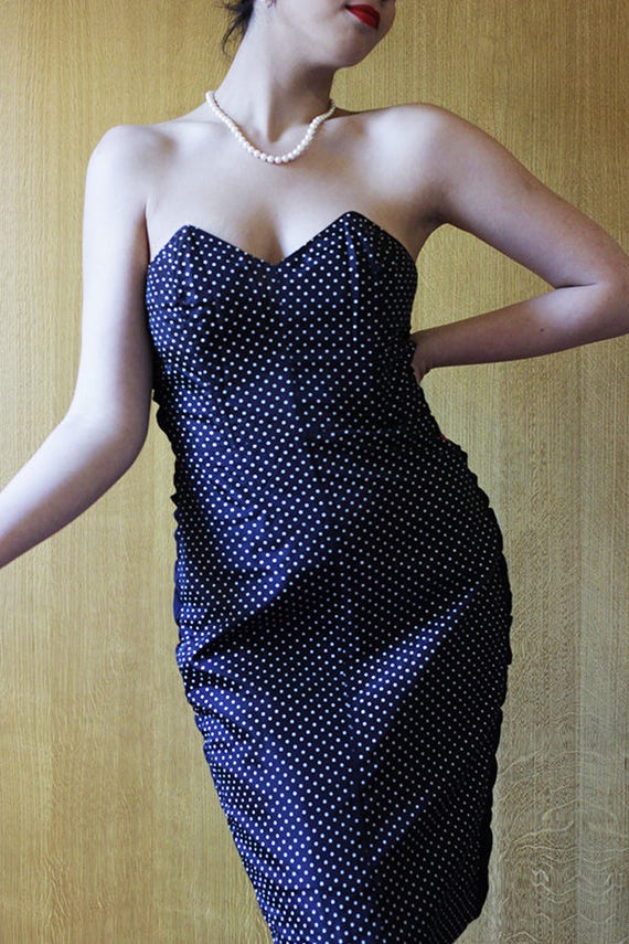 1950s polka dot dress/Silk dress