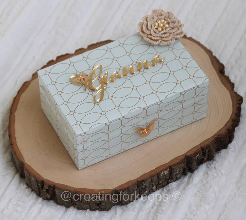 Personalized Jewelry Box Keepsake Box Christening Etsy