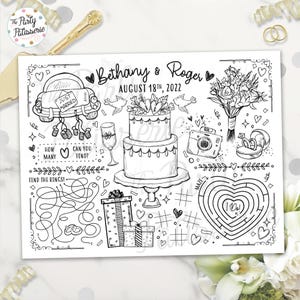 Druckbares Hochzeit Tischset zum ausmalen