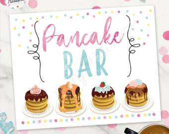 Pancake Bar Sign, Digital File, Printable, Pajama Party, Sleepover Party, Pancakes and Pajamas Party,  Pancake Party, Morning party