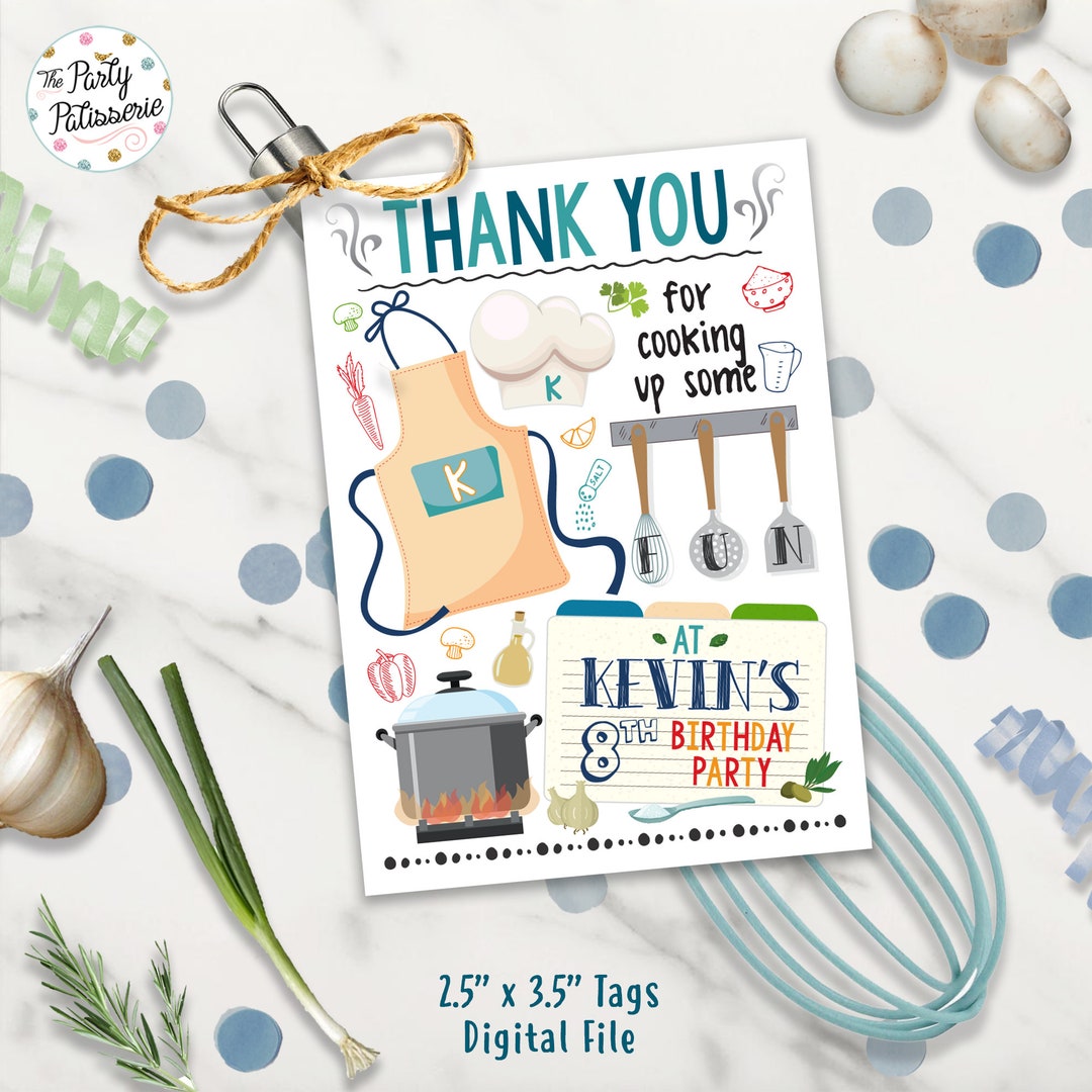 BOY Cooking Party Thank You Tag, Cooking Party Favor Tag, Digital File ...