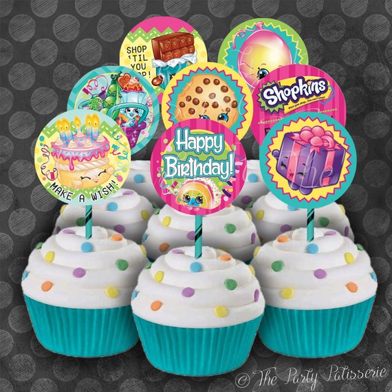 SHOPKINS Inspired Birthday Party Cupcake Circles / Toppers / Etsy