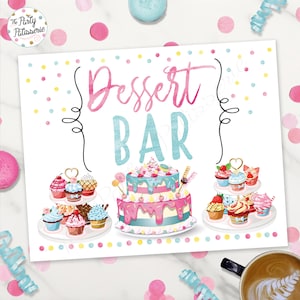 Dessert Bar Sign, Digital File, Printable, Pajama Party, Sleepover Party, Pancakes and Pajamas Party,  Pancake Party, Morning party