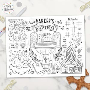 Printable Baptism Coloring Placemat, Christening, Personalized