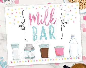 Milk Bar Sign, Digital File, Printable, Custom, Pajama Party, Sleepover Party, Pancakes and Pajamas Party, , Breakfast Morning party