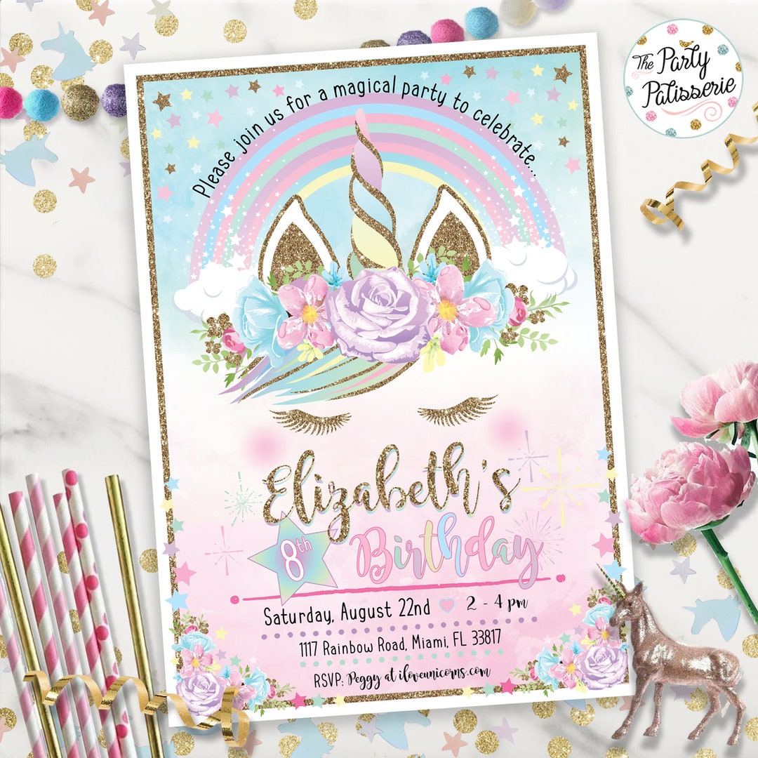 Unicorn Birthday Invitation / Digital File / Printable / Custom ...