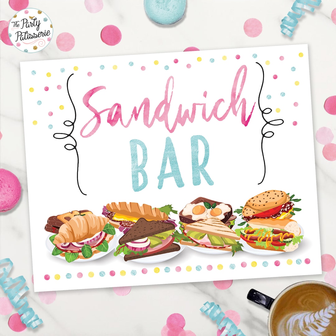 Sandwich Bar Sign, Lunch, Pancakes and Pajamas Party, Digital File ...