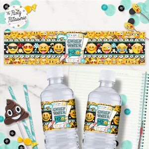 EMOJI Water Bottle Labels / Instant Download  / Digital File / Printable / Doodle