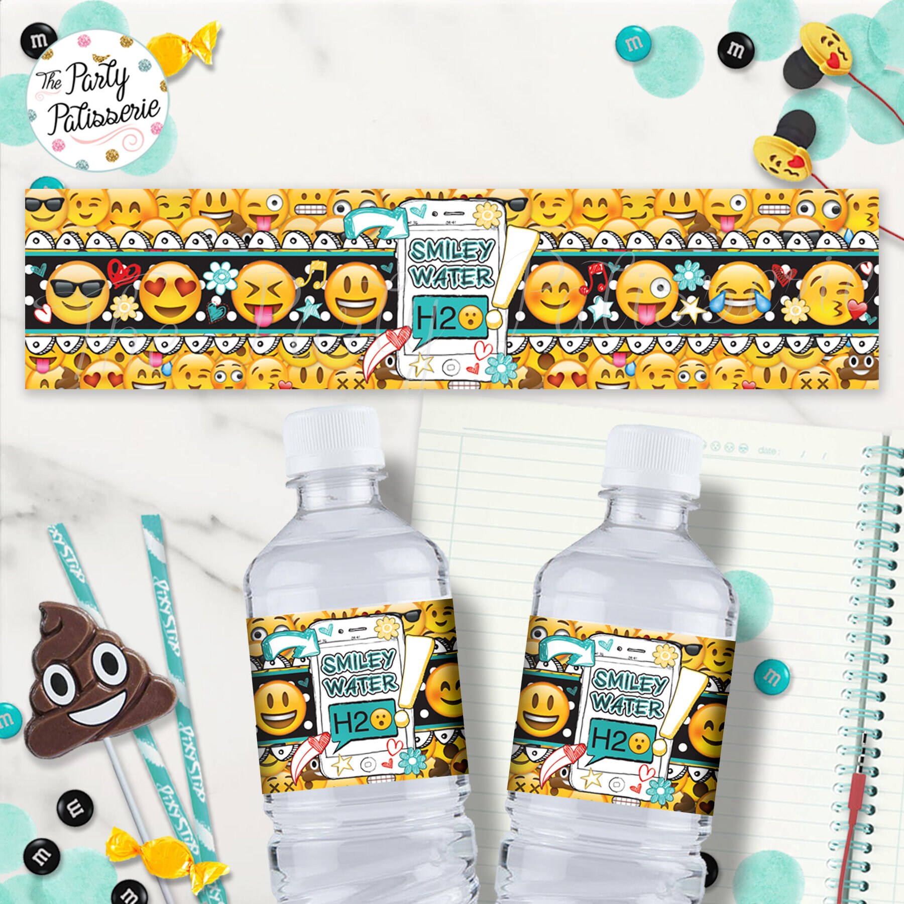 EMOJI Water Bottle Labels / Instant Download / Digital File / Etsy