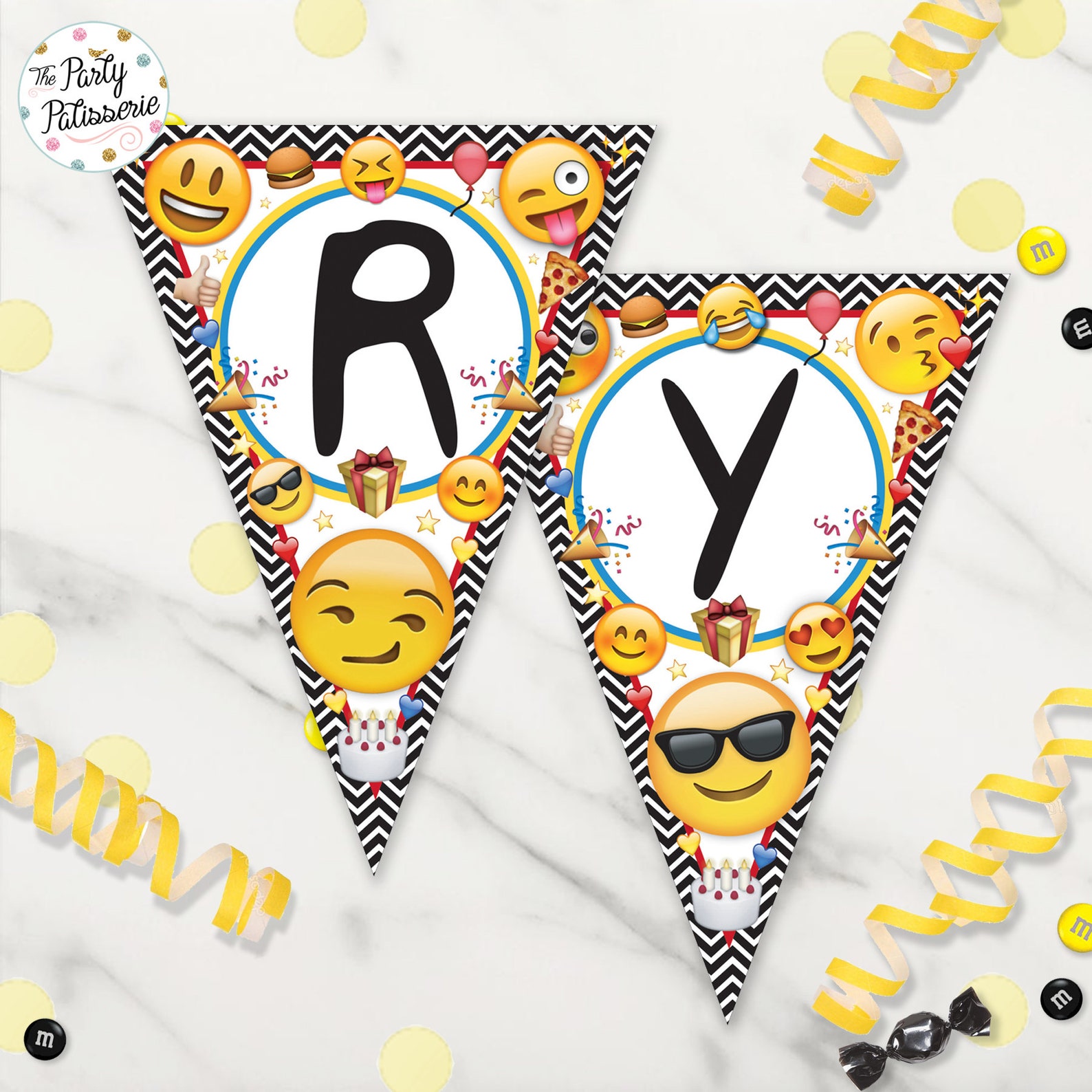 Emoji Banner Triangles Emoji Happy Birthday Banner Emoji Etsy