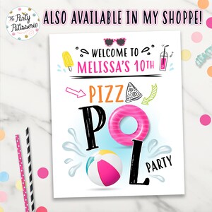 Pizza Pool Party Birthday Invitation, Pool Party, Digital File ...