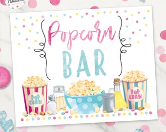 Popcorn Bar Sign, Snack Sign