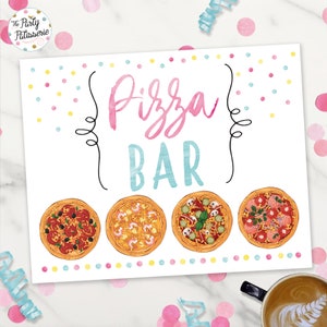 Pizza Bar Sign, Digital File, Printable, Custom, Pajama Party, Sleepover Party, Pancakes and Pajamas Party, Morning party, Pizza Party