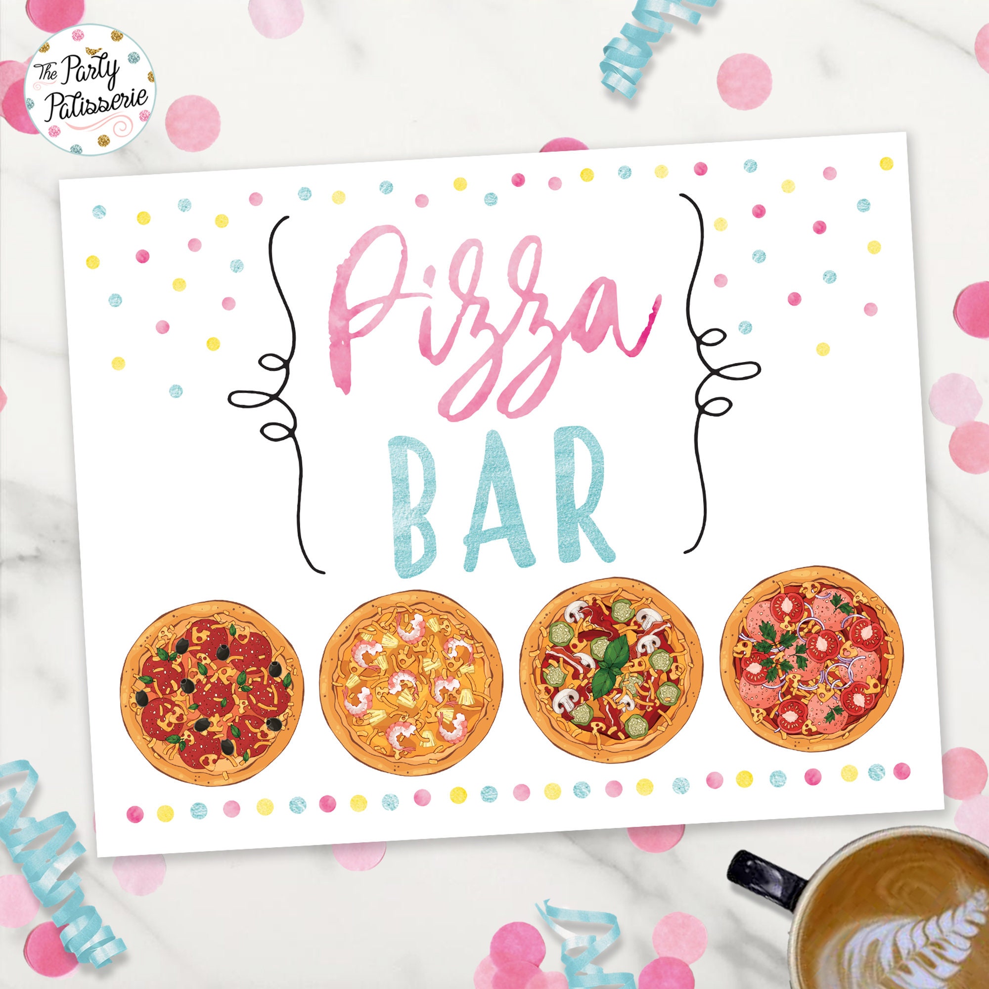 Pizza Bar Sign Digital File Printable Custom Pajama Party Etsy