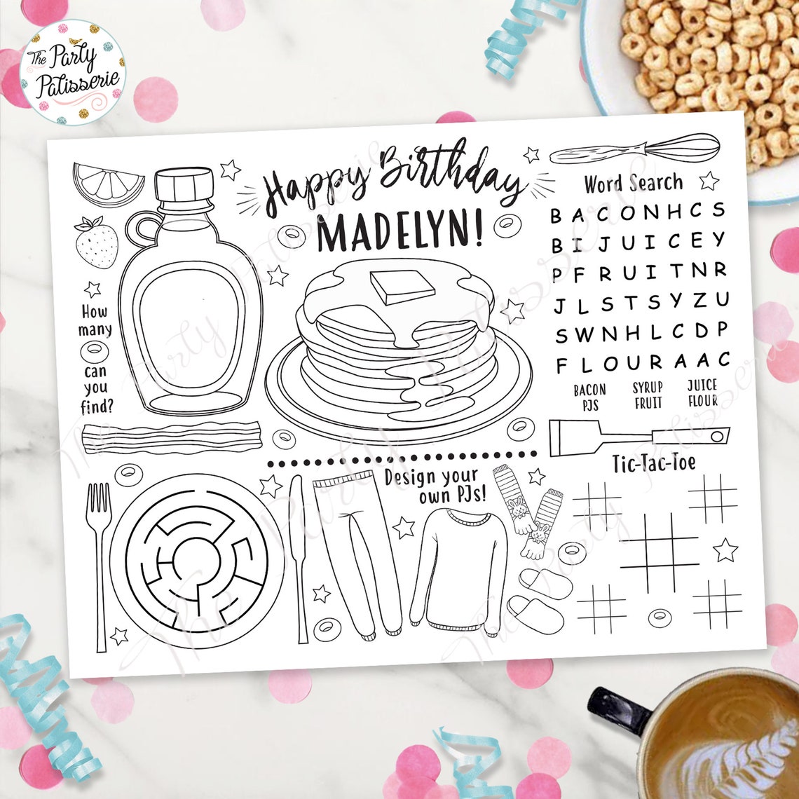 Printable Pancakes and Pajamas Coloring Placemat - Etsy