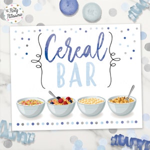Cereal Bar Sign Printable, Breakfast Sign, Buffet Sign, Digital File, Printable, Pajama Party, Sleepover Party, Pancakes and Pajamas Party