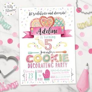 Cookie Decorating Birthday Invitation, Digital File, Printable, Custom, Baking Party Invite,  Cookie Party