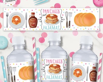 Pancakes and Pajamas Water Bottle Labels
