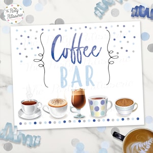 Coffee Bar Sign, Breakfast Sign, Buffet Sign, Digital File, Printable, Pajama Party, Sleepover Party, Pancakes and Pajamas Party, Boy