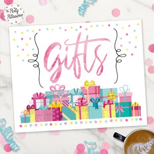 Gifts Sign, Presents Sign, Digital File, Printable, Pajama Party, Sleepover Party, Pancakes and Pajamas Party, Morning party