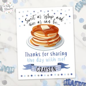 Boy Pancakes and Pajamas Party Thank You Sign, Digital File, Printable, Custom, Pancake Party Sign,  Pajama Party, Favor Sign