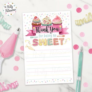 Cupcake Dekorieren Geburtstag Dankeschön Karten, digitale Datei, Printable, Backparty, Cupcake Party, Danke-Karte, süß, Zuckerguss