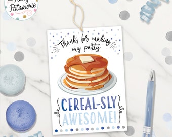Boy Pancakes and Pajamas Thank You Tags, Favor Tags, Pancake Birthday Party, Instant Download, Digital File, Printable, Pancake Party