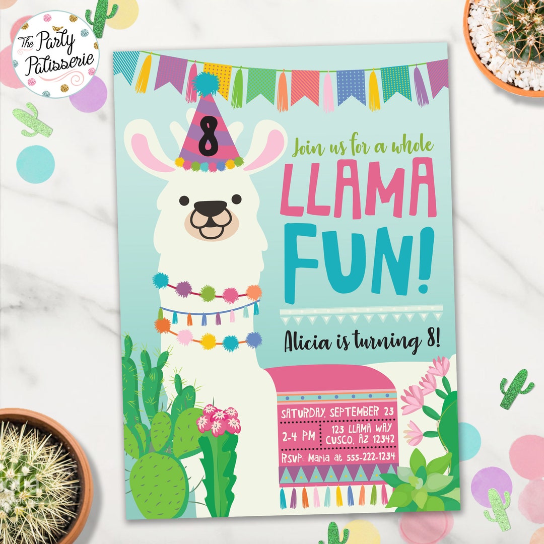 Llama Invitation, Llama Fun Birthday Invitation, Digital File ...