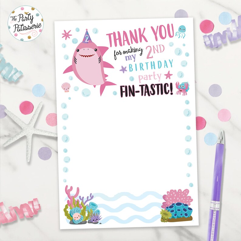 Baby Shark Thank You Note Card Thank You Card Second Etsy
