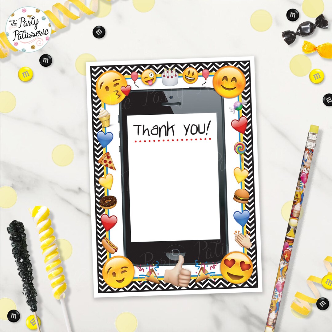 EMOJI Thank You Cards, Emoji Thank You Note, Emoji Birthday, Emoji ...