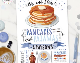 Pfannkuchen und Pyjama-Einladung zum Geburtstag