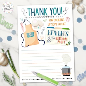Junge Kochparty Dankeschön Karte 15x18, Kochen Favor Tag, Digitale Datei, Printable, Favor Tags, Personalisiert, Kochen Mitbringsel