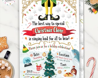 Christmas Party Invitation, Christmas Birthday Invitation, Digital File, Printable, Custom, Holiday Party, Holiday Birthday