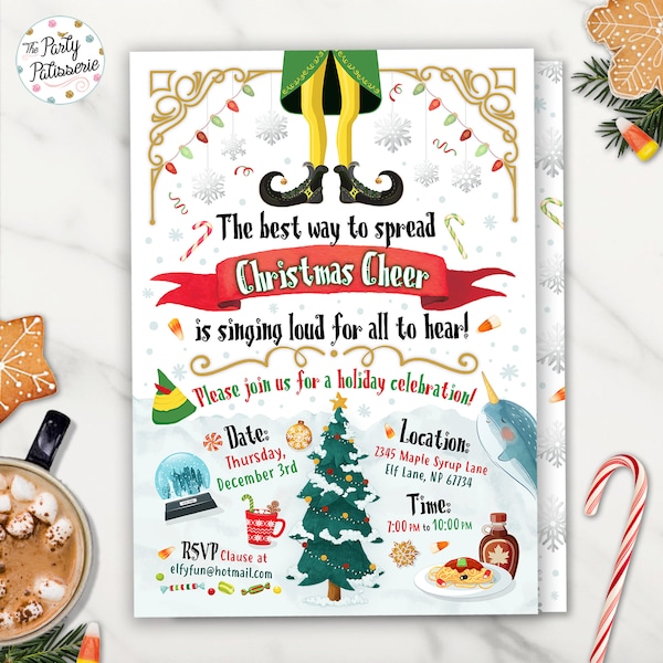 Christmas Party Invitation, Christmas Birthday Invitation, Digital File, Printable, Custom, Holiday Party, Holiday Birthday