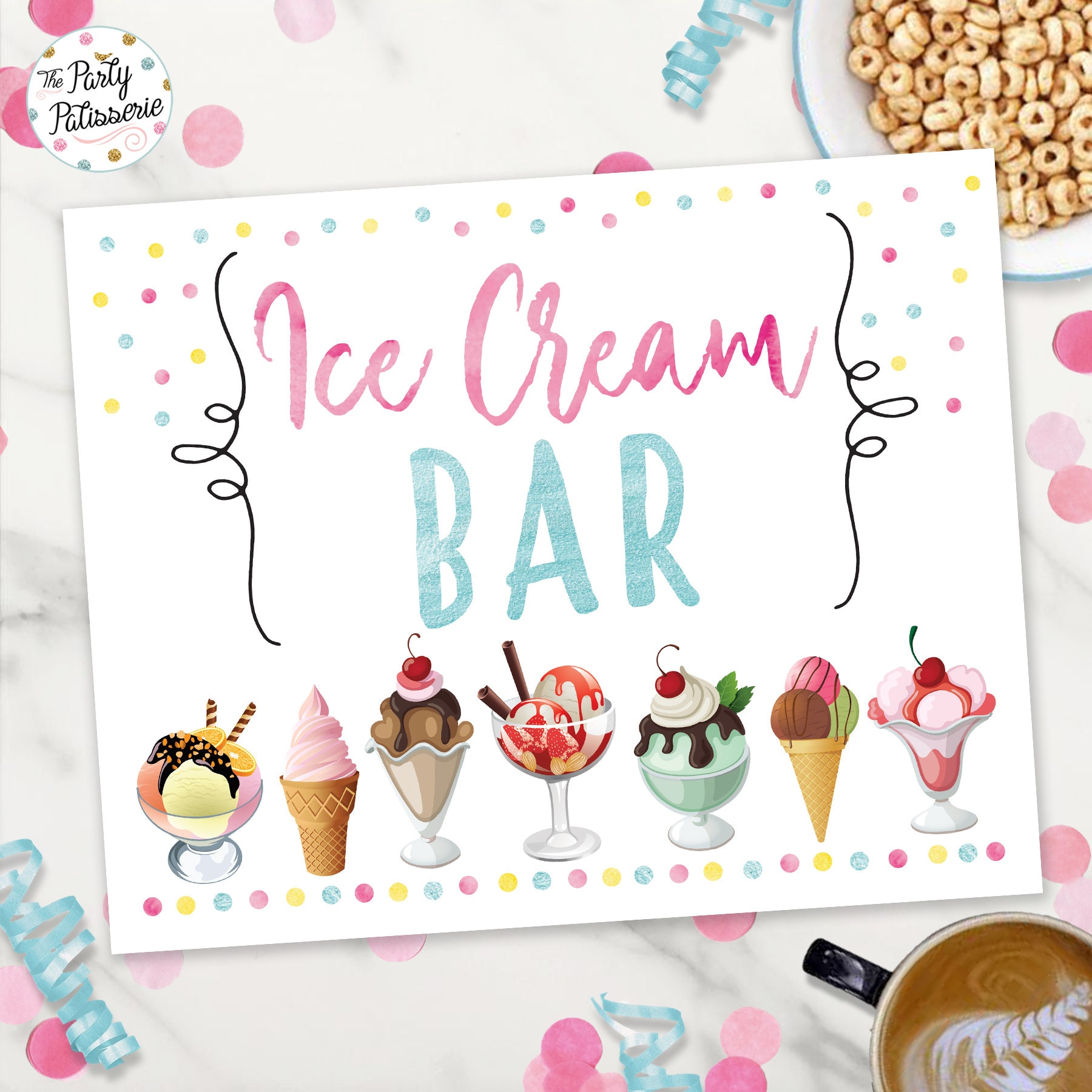 Ice Cream Bar Sign Ice Cream Social Birthday Ice Cream Truck Party Sig -  Design My Party Studio