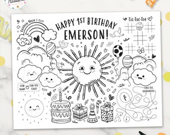 Printable Sun Coloring Placemat, Trip Around the Sun Placemat, Personalized