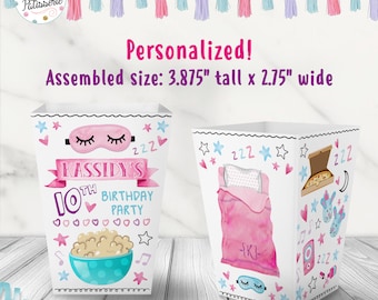 Printable Sleepover Party Treat Cup, Digital, Personalized, Sleepover Party, Favor Box, Treat Box, Sleepunder, Slumber Party