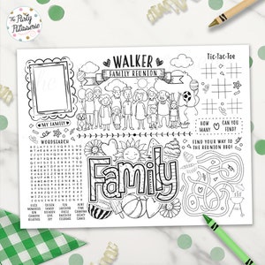 PRINTABLE Family Reunion Coloring Placemat, Digital File, Printable, Reunion Activity Mat