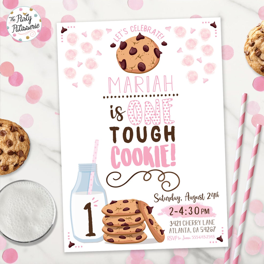 One Tough Cookie Birthday Invitation, Digital File, Printable, Cookie ...