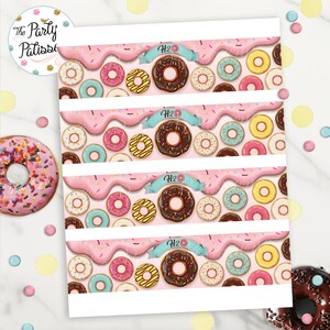 Donut Party Birthday Water Bottle Labels / Instant Download / Digital ...