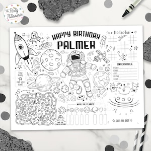 Space Coloring Placemat Printable, Outerspace Coloring Sheet, Digital File,  Activity Mat