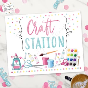 Craft Station Sign, Pancakes and Pajamas Party, Digital File, Printable, Pajama Party, Morning party, Craft Station, Craft Sign