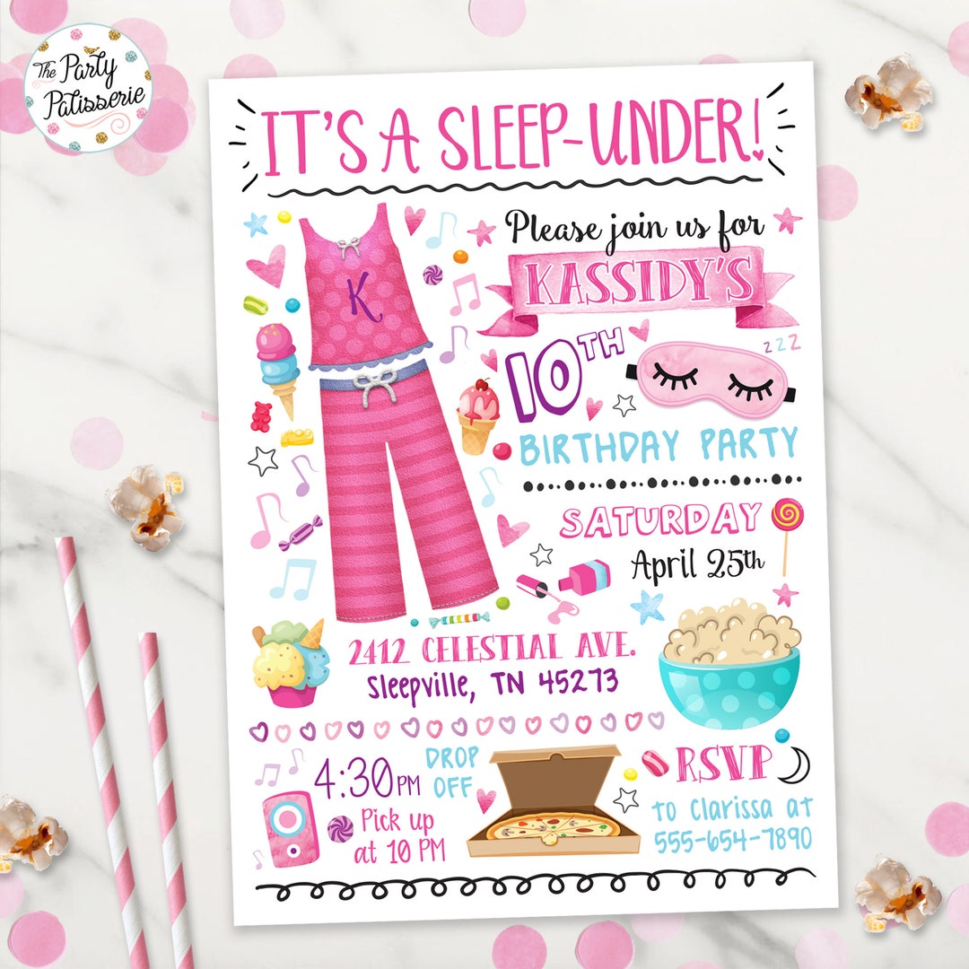 Sleepunder Birthday Invitation, Sleep Under Party, Sleep Under Slumber