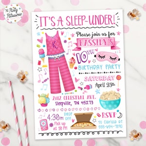 Invitación de cumpleaños para dormir bajo el agua, fiesta para dormir bajo el agua, fiesta de pijamas para dormir bajo el agua, archivo digital, imprimible, personalizado