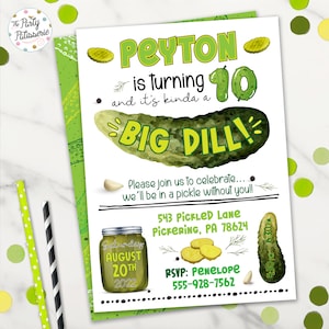 Pickle Party Birthday Invitation, Dill Pickle Party, Digital File, Printable, Custom, Pickle Party Invite