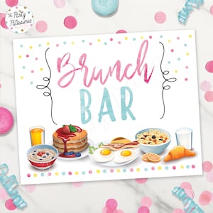Brunch Bar Sign, Pancakes and Pajamas Party, Digital File, Printable, Pajama Party, Sleepover Party, Morning party, Buffet Sign
