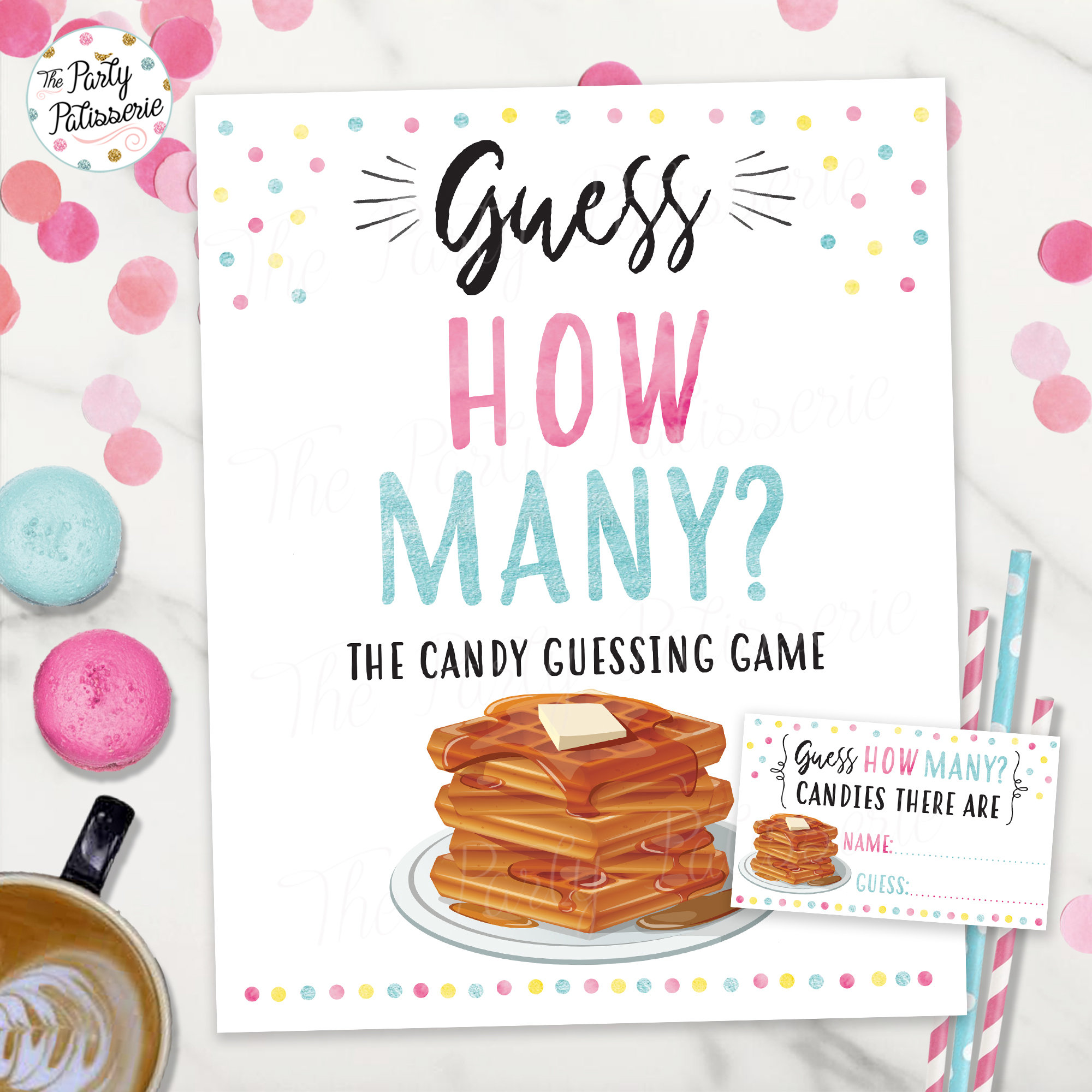 Waffles and Pajamas Candy Guess Sign and Card Waffle Birthday - Etsy Ireland