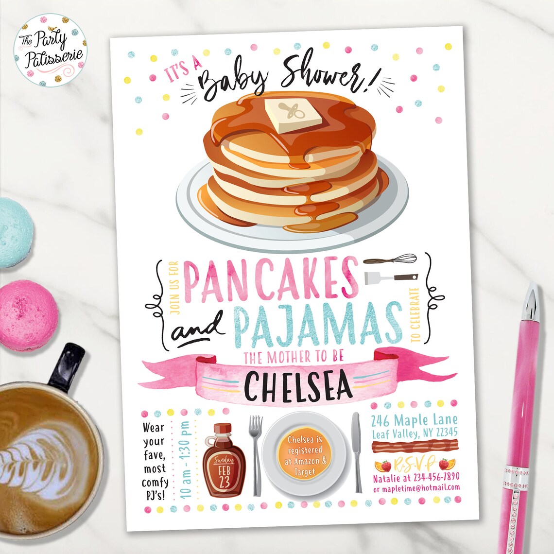 Baby Shower Pancakes and Pajamas Invitation Baby Sprinkle Etsy