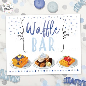 Boy Waffle Bar Sign, Digital File, Printable, Pajama Party, Waffles and Pajamas Party, Morning party, Instant Download